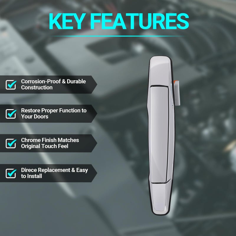 MNJWS Exterior Chrome Door Handle, Front Passenger Side, Compatible with 2007-2014 Chevy Silverado Suburban Tahoe GMC Sierra Yukon Cadillac Escalade, Replace 22738722 84053436 80545 - Image 4